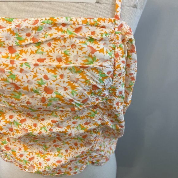 NWOT‎ BP Ruched Crop Camisole in Orange- White Tamara Daisy (M) - Picture 4 of 10
